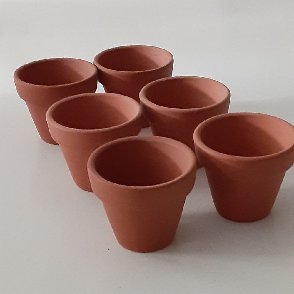 Clay mini flower/ herb pots - indoor/ outdoor - set of 6